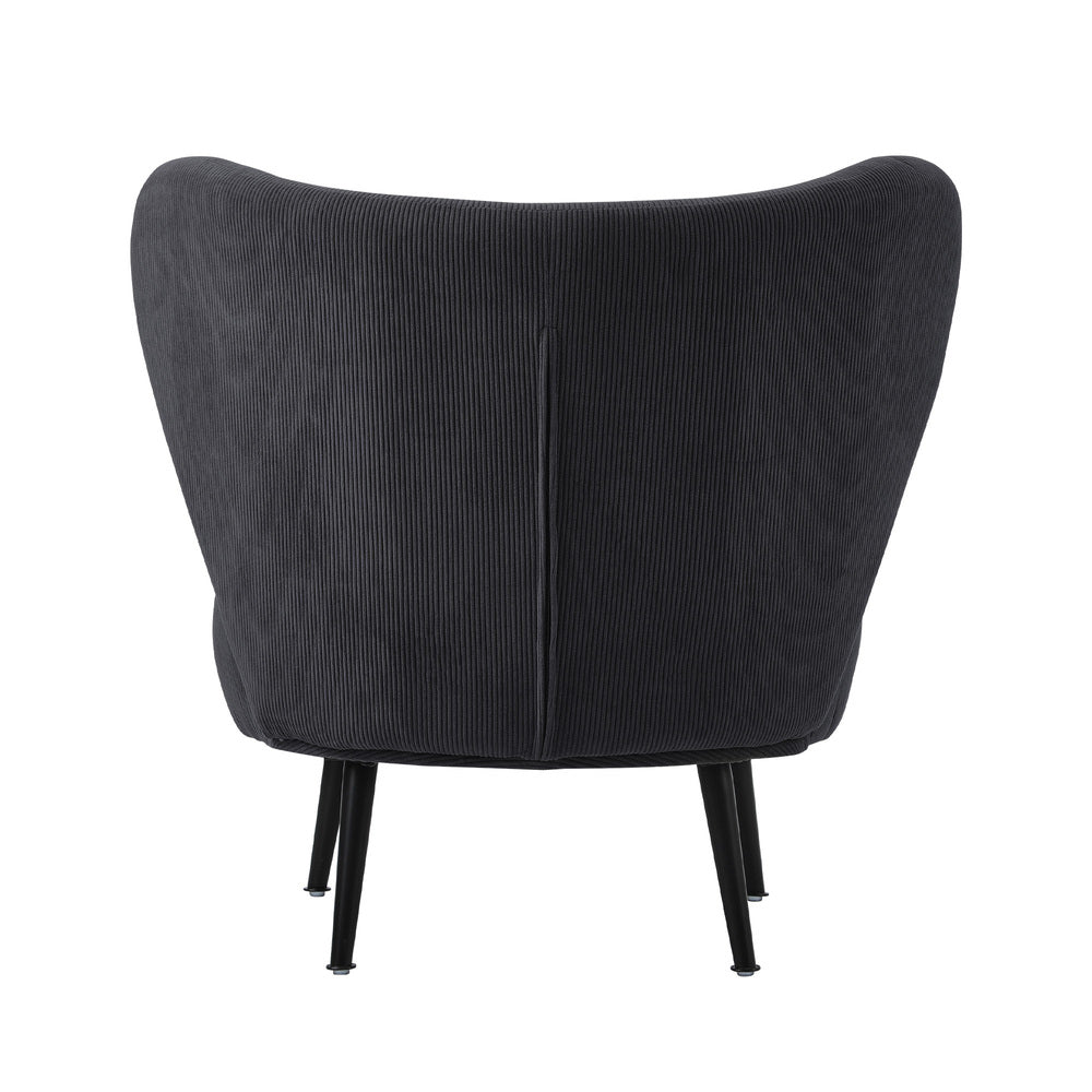 Lounge Chair with Lumbar Pillow Wingback Velvet Charcoal