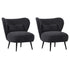 2x Armchair with Lumbar Pillow Wingback Velvet Charcoal