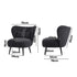 3x Armchair with Lumbar Pillow Wingback Velvet Charcoal