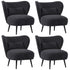 4x Armchair with Lumbar Pillow Wingback Velvet Charcoal