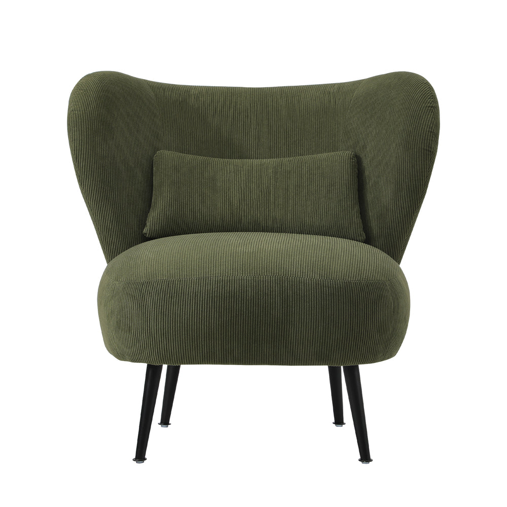 Lounge Chair with Lumbar Pillow Wingback Velvet Green