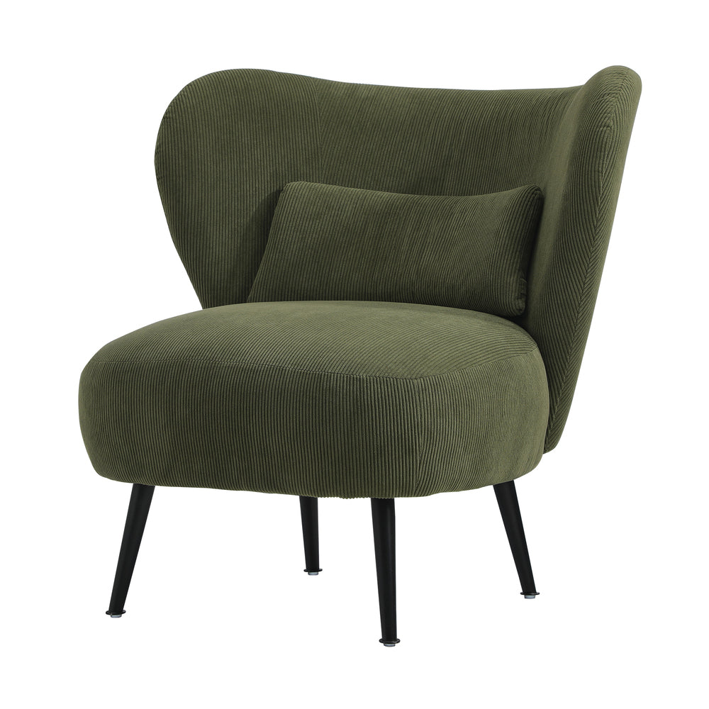 Lounge Chair with Lumbar Pillow Wingback Velvet Green