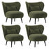 4x Armchair with Lumbar Pillow Wingback Velvet Green
