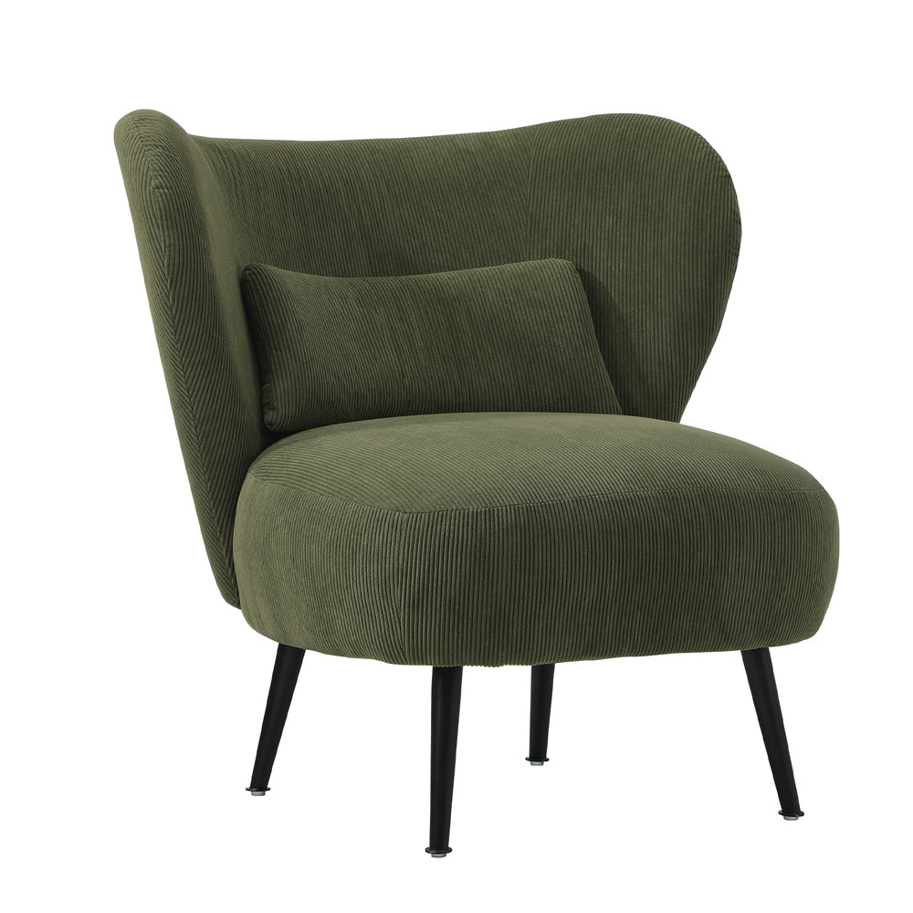 4x Armchair with Lumbar Pillow Wingback Velvet Green