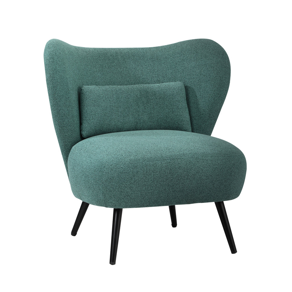 Oikiture Armchair with Lumbar Pillow Wingback Polyester linen Green