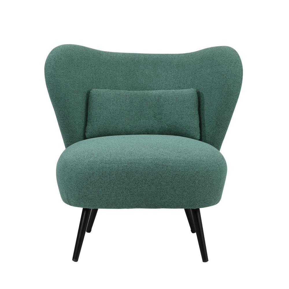 Armchair with Lumbar Pillow Wingback Polyester linen Green