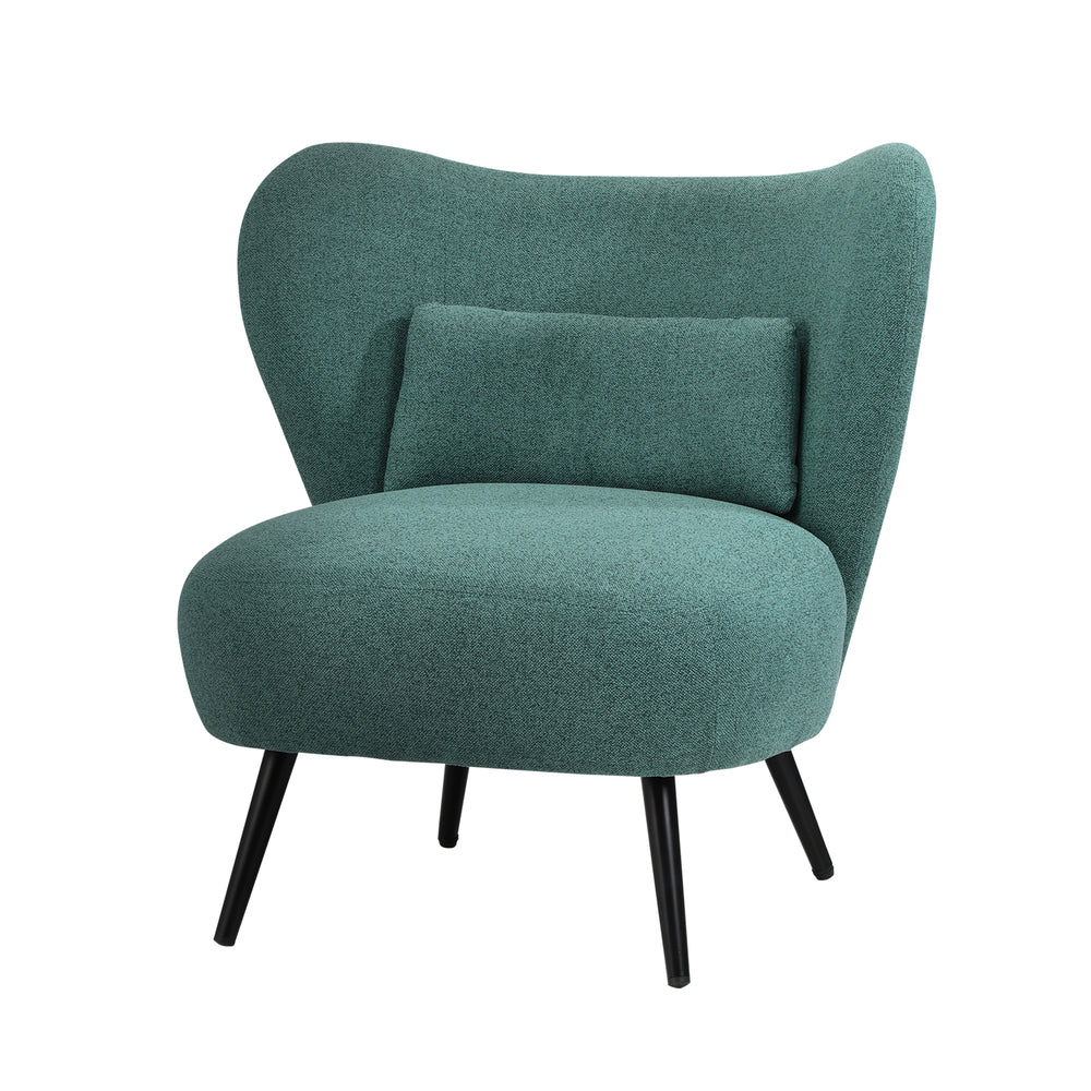 Oikiture Armchair with Lumbar Pillow Wingback Polyester linen Green