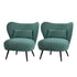 2x Armchair Lounge Chair Lumbar Pillow Wingback Linen Green