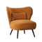 Oikiture Wingback Armchair – Orange Velvet, Lumbar Pillow, 75cm