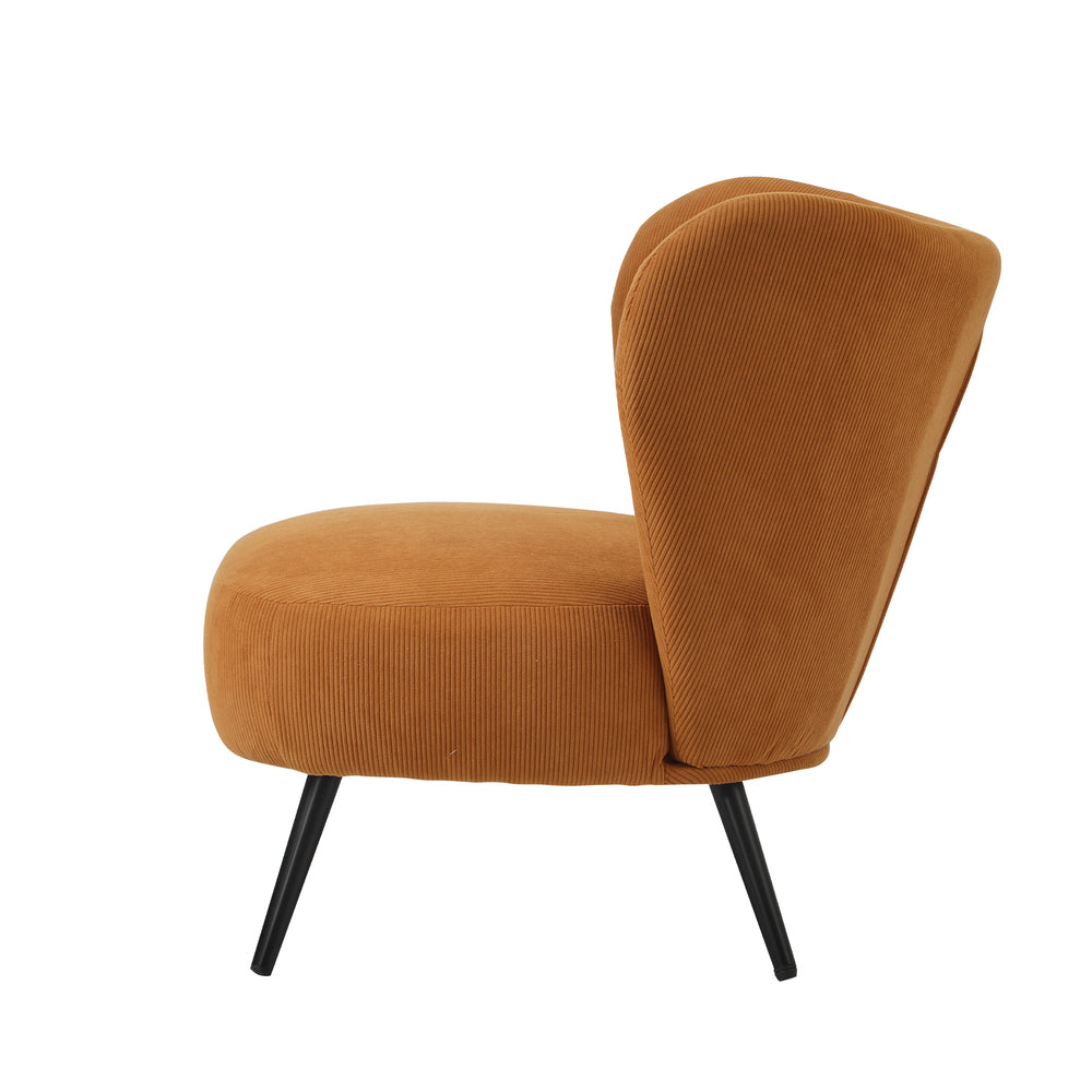 Armchair with Lumbar Pillow Wingback Velvet Orange