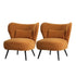 2x Armchair Lounge Chair Lumbar Pillow Wingback Velvet Orange