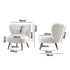 Lounge Chair with Lumbar Pillow Wingback Boucle White