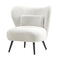 Wingback Lounge Chair – White Bouclé Armchair with Lumbar Pillow & Metal Legs