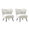 2x Armchair with Lumbar Pillow Wingback Boucle White