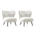2x Armchair with Lumbar Pillow Wingback Boucle White