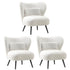 3x Armchair with Lumbar Pillow Wingback Boucle White