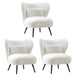 3x Armchair with Lumbar Pillow Wingback Boucle White