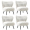 4x Armchair with Lumbar Pillow Wingback Boucle White