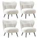 4x Armchair with Lumbar Pillow Wingback Boucle White