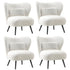 4x Armchair with Lumbar Pillow Wingback Boucle White
