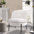 Armchair – Boucle Fabric, Wide Seat, Metal Legs, White