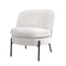 Armchair – Boucle Fabric, Wide Seat, Metal Legs, White