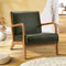 Green PU Leather Armchair Lounge Chair Wooden Frame Modern Accent Sofa