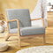 Light Grey Armchair Wooden Frame Fabric Lounge Chair Padded Living Room Seat