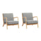 2X Armchair Lounge Chair Couches Sofa Wood Light Grey