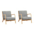 2X Armchair Lounge Chair Couches Sofa Wood Light Grey