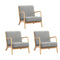 3X Armchair Lounge Chair Couches Sofa Wood Light Grey