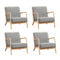 4X Armchair Lounge Chair Couches Sofa Wood Light Grey