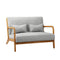 Armchair 2 Seater Sofa Fabric Grey Pillows