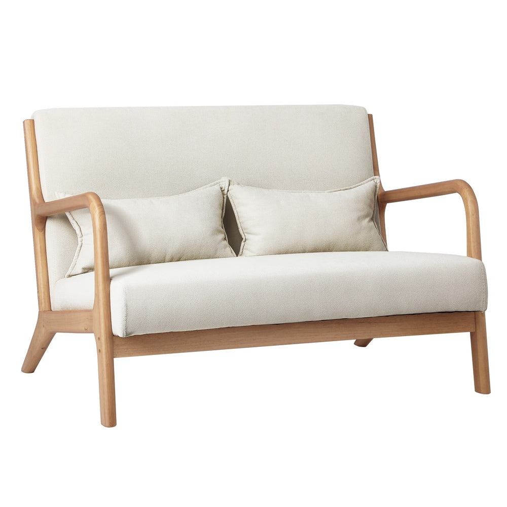 Armchair Couch Pillows 2 Seater Fabric Beige