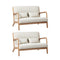 2X Armchair Lounge Chair Wood Light Beige