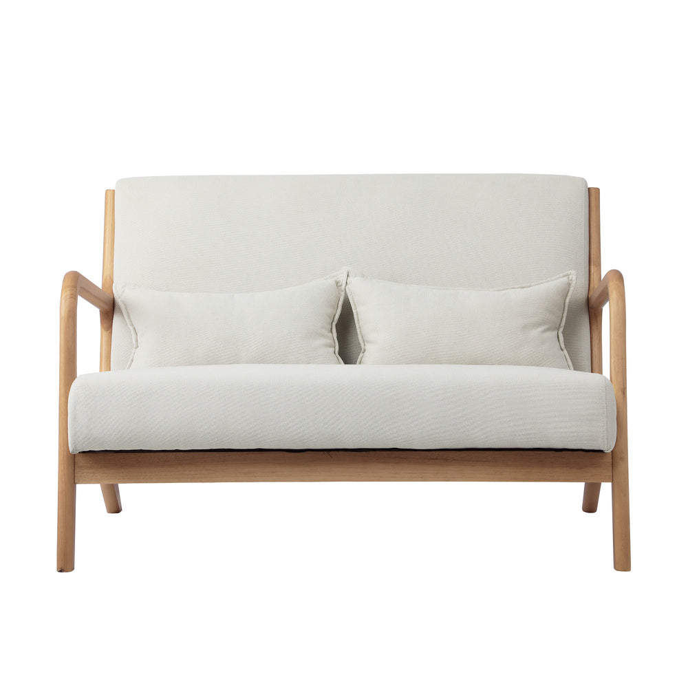 2X Armchair Lounge Chair Wood Light Beige