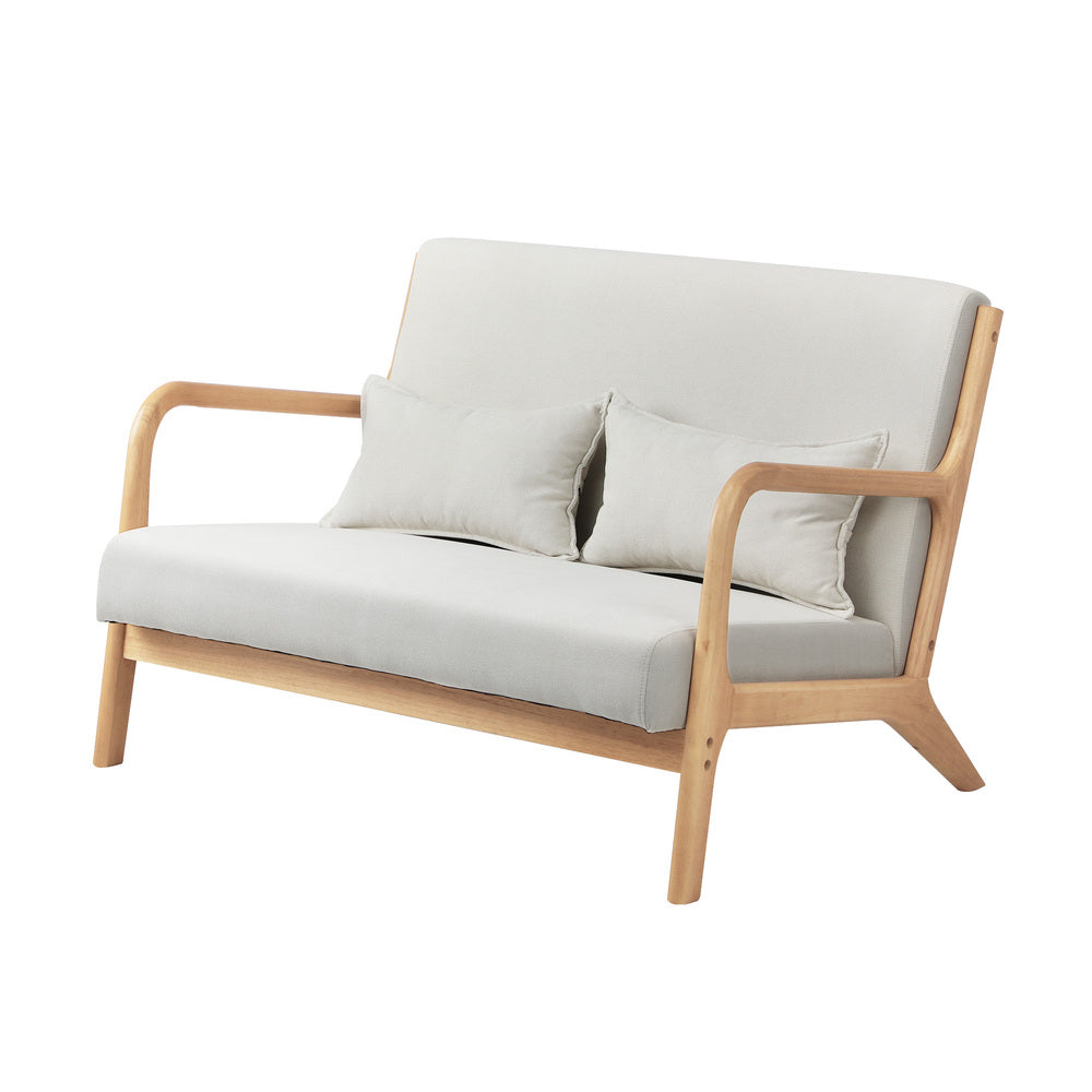 2X Armchair Lounge Chair Wood Light Beige