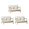 3X Armchair Lounge Chair Wood Light Beige