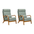 2x Armchair Linen Fabric Chair with Lumbar Pillow Green