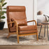 Armchair PU Leather Lounge Chair with Lumbar Pillow Brown