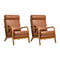 2x Armchair PU Leather Lounge Chair with Lumbar Pillow Brown