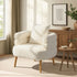 Sherpa Accent Armchair – Rounded Design, High Back, Rubberwood Legs, White
