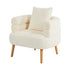 Sherpa Accent Armchair – Rounded Design, High Back, Rubberwood Legs, White