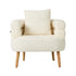 Sherpa Accent Armchair – Rounded Design, High Back, Rubberwood Legs, White