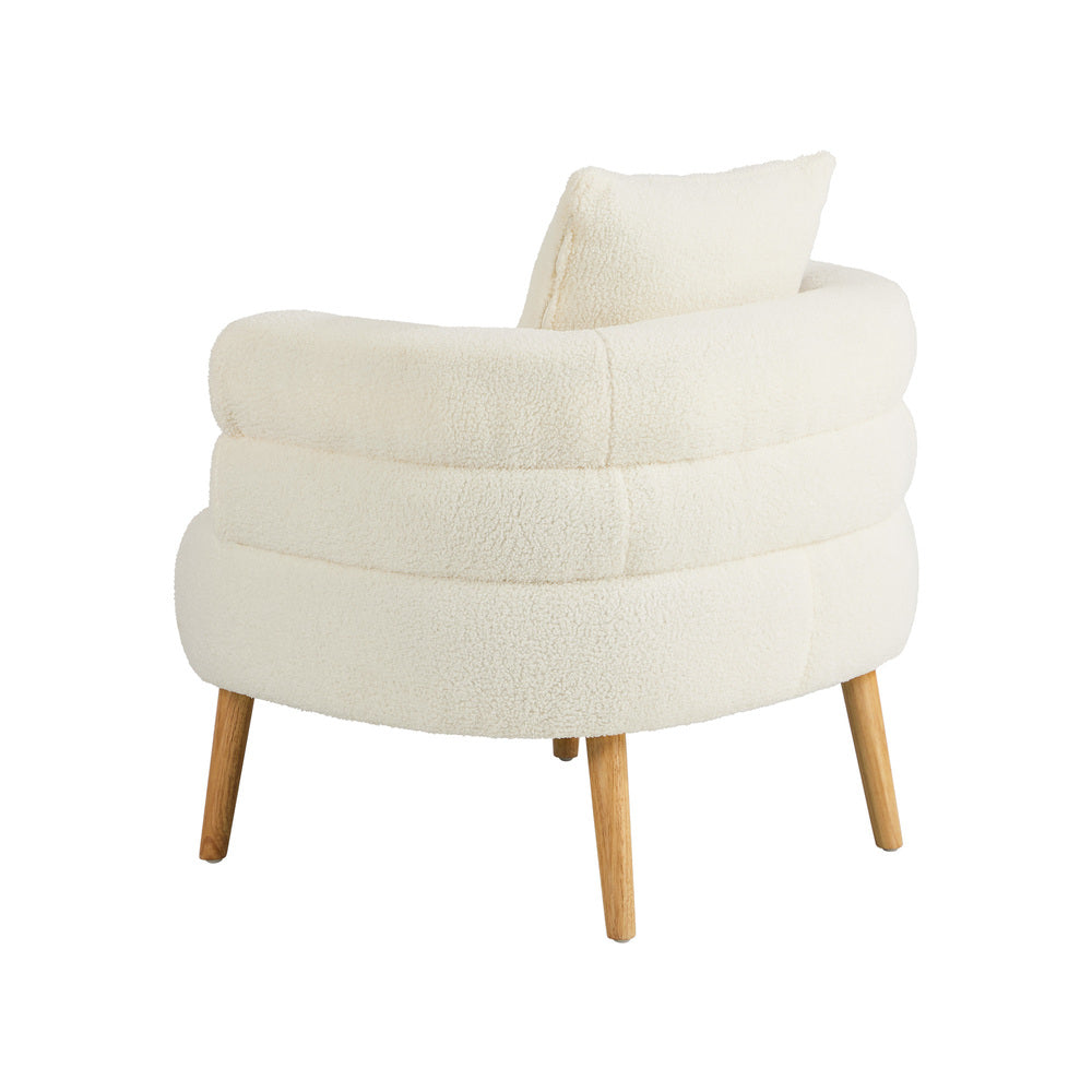 Sherpa Accent Armchair – Rounded Design, High Back, Rubberwood Legs, White