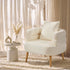 Sherpa Accent Armchair – Rounded Design, High Back, Rubberwood Legs, White