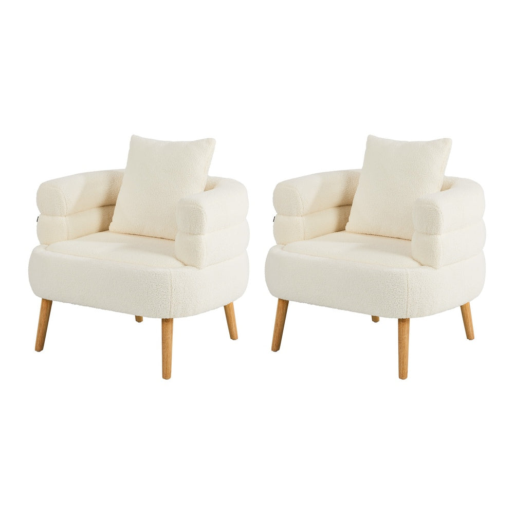 Oikiture 2 Armchair Tub Chair Single Armchairs Sofa Lounge Couch White