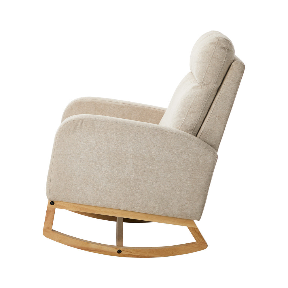 Rocking Armchair Linen Fabric Lounge Chair Accent Chair Beige