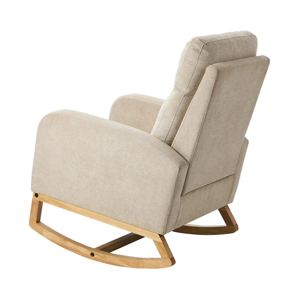 2x Rocking Armchair Linen Fabric Lounge Accent Chair Beige
