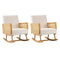 2x Rocking Chair Nursing Armchair Linen PE Rattan Beige